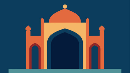 Illustration of a mosque with dome and arch © ruposhi