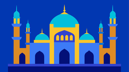 Illustration of a mosque with domes and towers © ruposhi