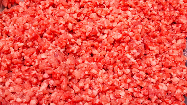 High quality fresh raw minced meat or ground beef and pork mixture ready for homemade burger patty preparation