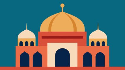Illustration of a mosque with domes and arch © ruposhi
