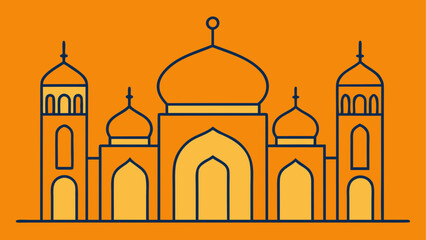Illustration of a building with domes and towers © ruposhi