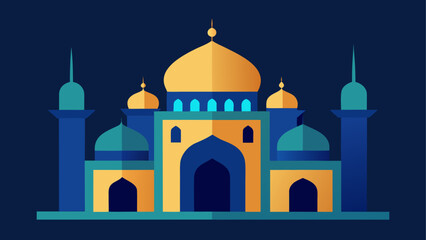 Flat design of a mosque with domes and towers © ruposhi