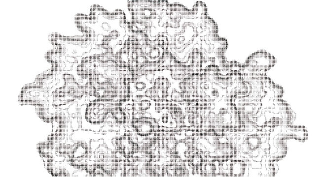 halftone illustration of a cloud made of many small dots and words in a halftone pattern on white background