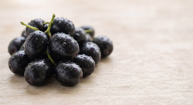 Heap of Organic Java Plum Berries with Text Space for Food Concept