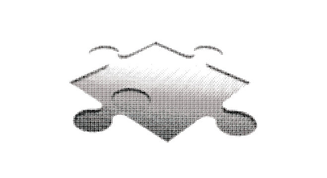 halftone puzzle piece icon with gradient effect isolated on white background