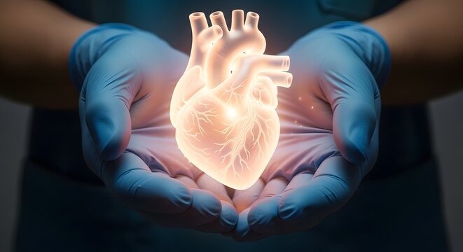 National Doctors Day Concept With Glowing Human Heart In Hands