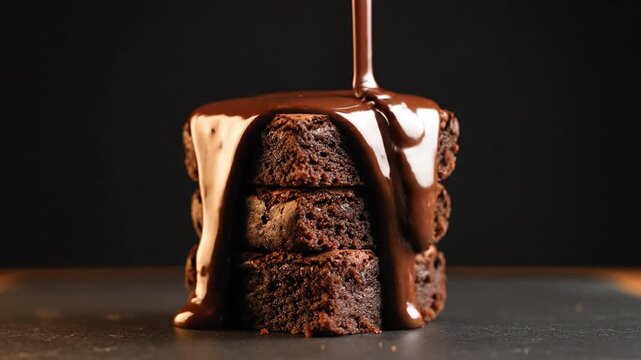 Decadent Chocolate Brownie Stack on Minimalist Surface