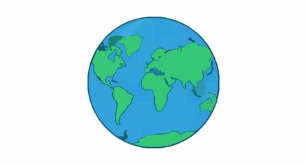 Fototapeta premium Planet Earth Flat Vector Globe Illustration with Continents and Oceans