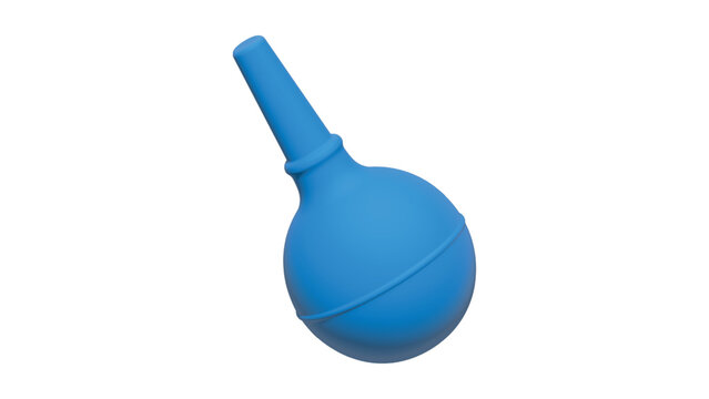 Blue rubber enema bulb, medical nasal aspirator, hygiene syringe EPS