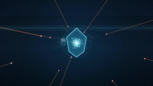Futuristic Cyber Security Shield with Digital Data Protection Network_4К