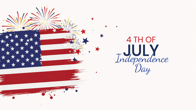 Independence day usa patriotic american flag with fireworks celebration graphic