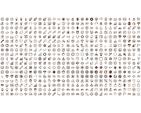 Set of various miscellaneous linear abstract geometric shapes and symbols