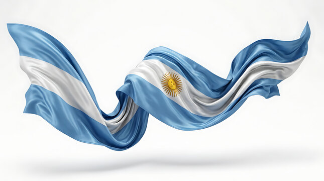 Dynamic Artistic Depiction of the Argentine Flag with Fluid Motion and Vibrant Colors