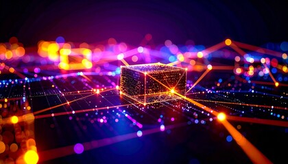 Obraz premium Streaming data, binary data, artificial intelligence concept 