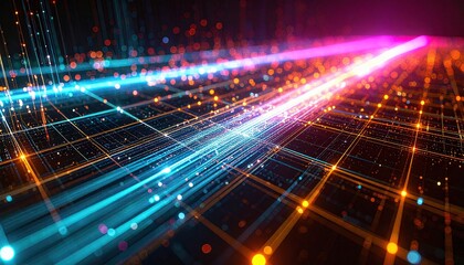 Fototapeta premium Streaming data, binary data, artificial intelligence concept 