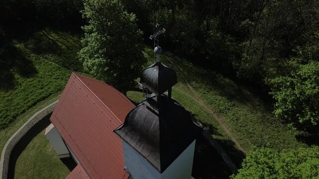Church Doroty church in Grodziec aerial shot