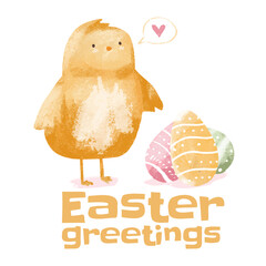 Easter greetings chick watercolor quote badge © Vexels