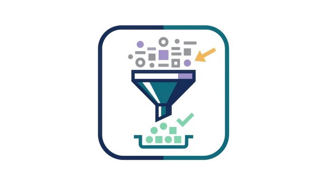 A funnel filtering data with icons for compliance and privacy. It highlights the importance of data minimization principles in practice.