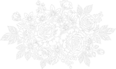 Fototapeta premium Hand-drawn floral seamless pattern with flowers, leaves, and decorative lace designs.