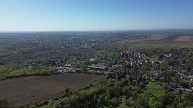 Church Doroty church in Grodziec aerial shot