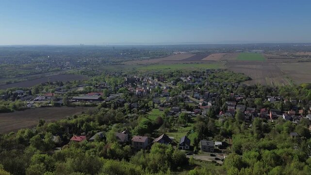 Church Doroty church in Grodziec aerial shot