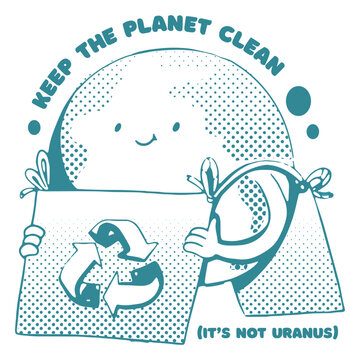 Save Earth funny cartoon quote badge