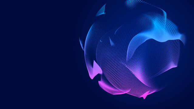 Abstract technology sphere with connecting dots, lines and triangles. Digital abstract network structure. 3D rendering.