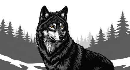 wolf black and white © Kangmas