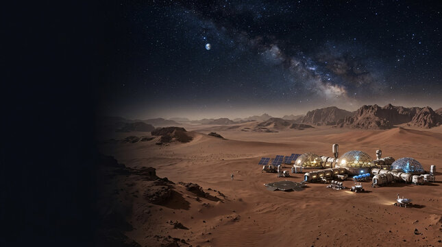 Futuristic Space Colony Base on the Surface of Mars