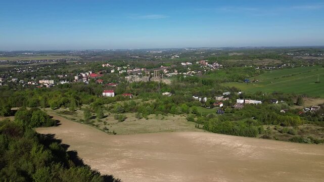 Church Doroty church in Grodziec aerial shot