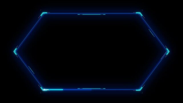 Futuristic hexagon hud interface with glowing blue digital data scanning animation