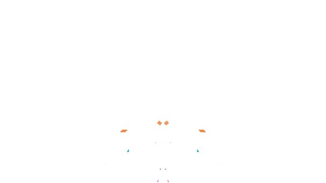 Colorful fireworks confetti explodes on white background, animation of the explosion and fall of confetti. confetti bomb effect from the inside glitter background with gold slowly falling in 4k video