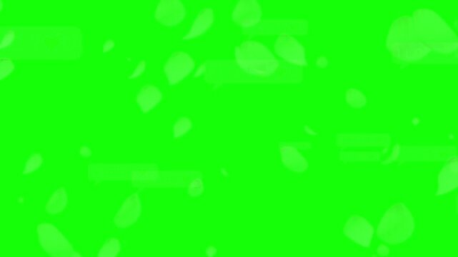 Leaf shapes falling gently against a bright green screen surface offer a versatile and clean aesthetic for professional video editors looking to enhance their compositions with natural movement.