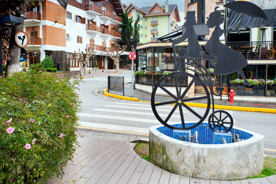 Vila Capivari with its German architecture is an upscale neighborhood in Campos do Jord&atilde;o, one of the main tourist destinations, with shops specializing in chocolates and handicrafts. Brazil, 2024