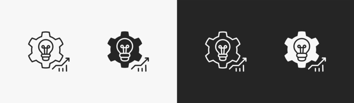 Set of optimization icon in black and white collection
