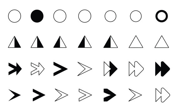 Arrow vector icon set, bullet point fl&egrave;che symbols for PowerPoint presentations, organized lists, infographic design elements.