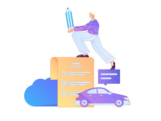 Buy insurance for car flat character vector concept operation illustration  © Lyn Lee
