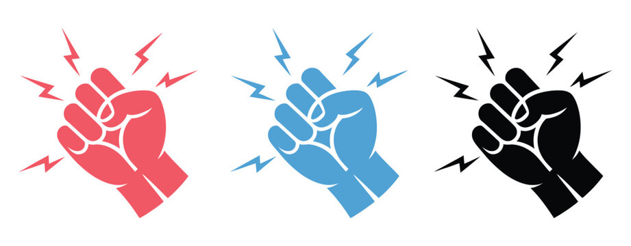 Knocking Fist Icon Designs Featuring Human Hand Gesture and Motion Lines for Interaction Concepts