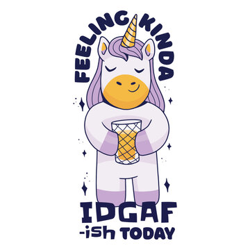 Unicorn drinking beer feeling kinda idgaf ish today