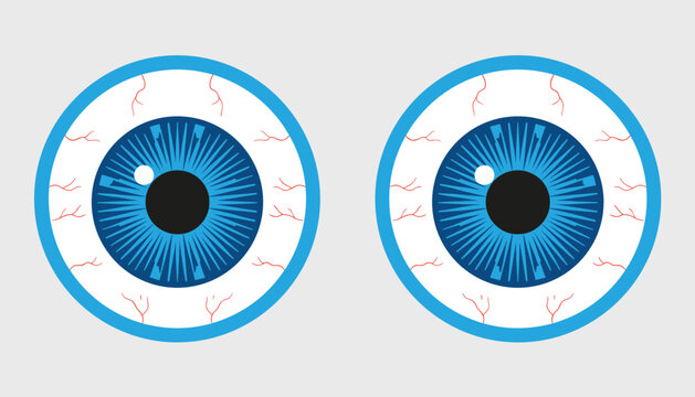 Pair of bloodshot blue eyes with visible red capillaries representing eye fatigue, irritation, or conjunctivitis.