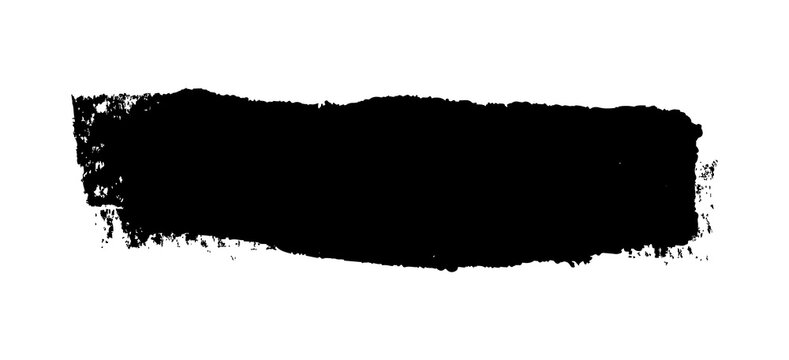Black Ink Brush Stroke Banner, Grunge Paint Smear Rectangle Shape for Text Background Design