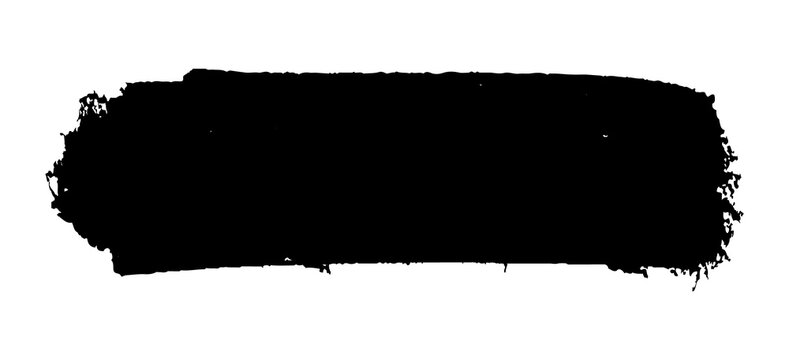 Black Ink Brush Stroke Banner, Bold Grunge Paint Smear Rectangle Shape for Text Background Design