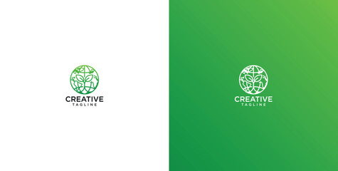 Obraz premium Eco Friendly Circular Logo Concept Featuring Abstract Organic Foliage and Leaf Patterns for Sustainable Business Branding and Natural Environment Identity