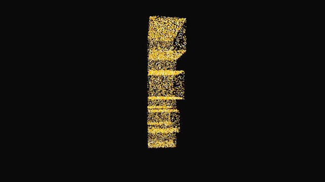 Mesmerizing gold glitter particles creating a luxury Swiss Franc symbol on a solid black background. Premium visual for elite private banking.