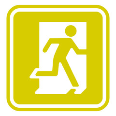 Obraz premium Yellow exit sign with a man running