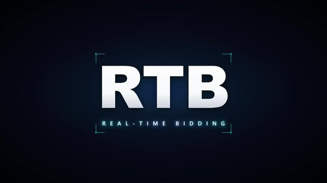 Rtb real-time bidding digital concept animation for programmatic advertising and marketing