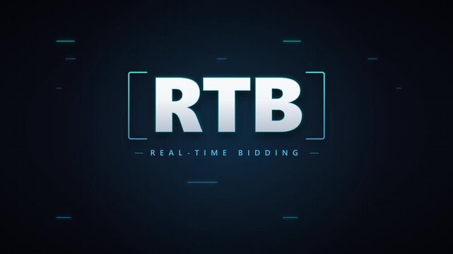 Real-time bidding rtb digital concept: animated tech background, for advertising technology