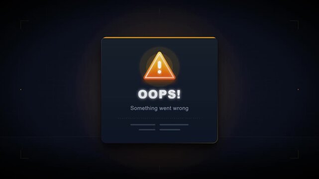 Digital error message pop-up with warning ui interface animation for tech support