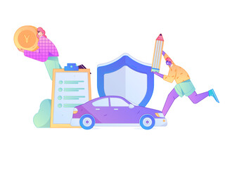 Buy insurance for car flat character vector concept operation illustration  © Lyn Lee