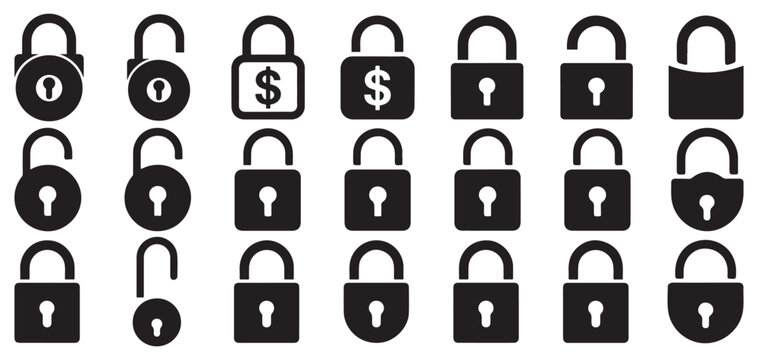 Financial security padlock icons with dollar sign for banking vector illustration eps 10